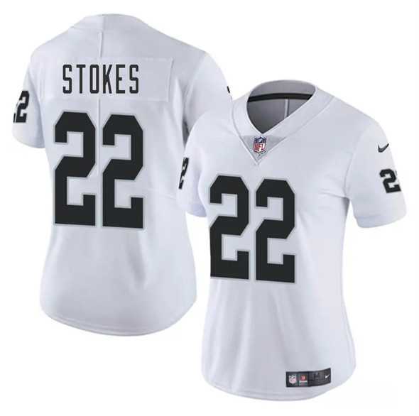 Women%27s Las Vegas Raiders #22 Eric Stokes White 2025 Vapor Stitched Jersey Dzhi->las vegas raiders->NFL Jersey